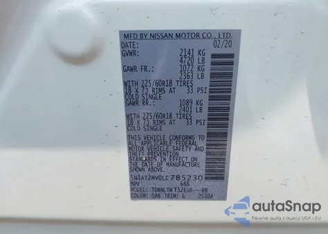 2020 Nissan Rogue Sv Intelligent Awd from USA, damaged, VIN 5N1AT2MV0LC785230